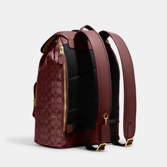 EUC COACH Sullivan Backpack in Signature Chambray WINE color CLEAN - Picture 3 of 14